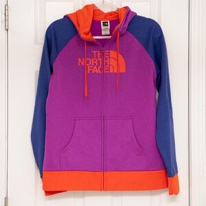 The North Face Full Zip Hoodie W Sz Large‎ Bold Multicolor Y2K Purple/Blue/Red